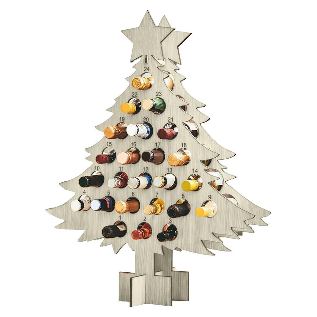 Christmas Countdown Wine Stand Christmas Tree Wine Bottle Placer Wooden Ornament Craftsmanship Decoration