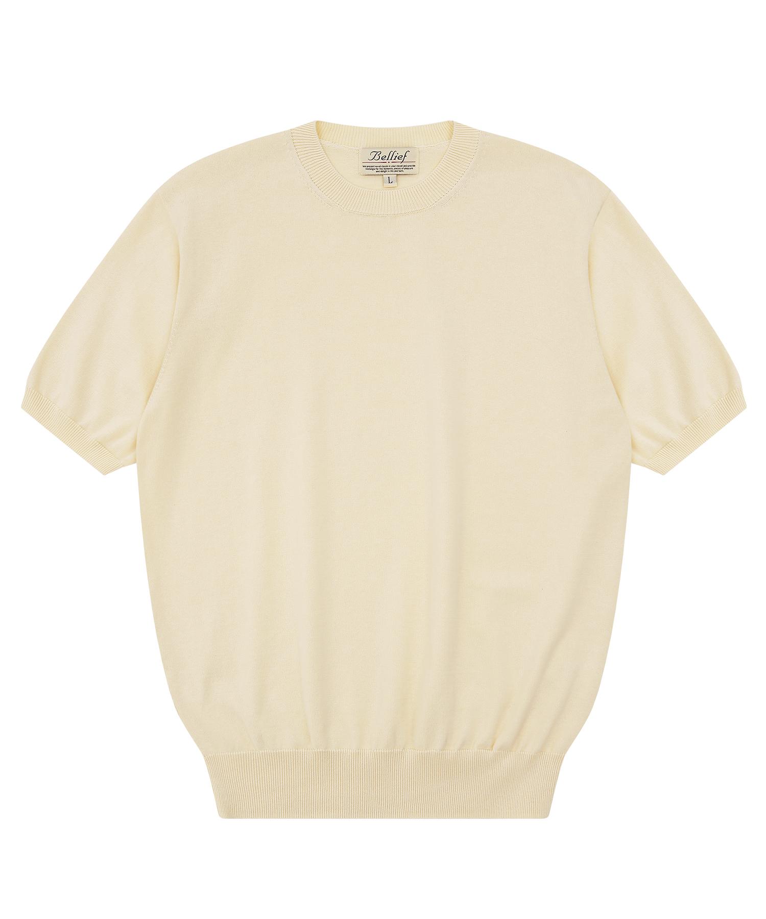 Belief Essential Short Sleeve Round Knit (Ecru) L