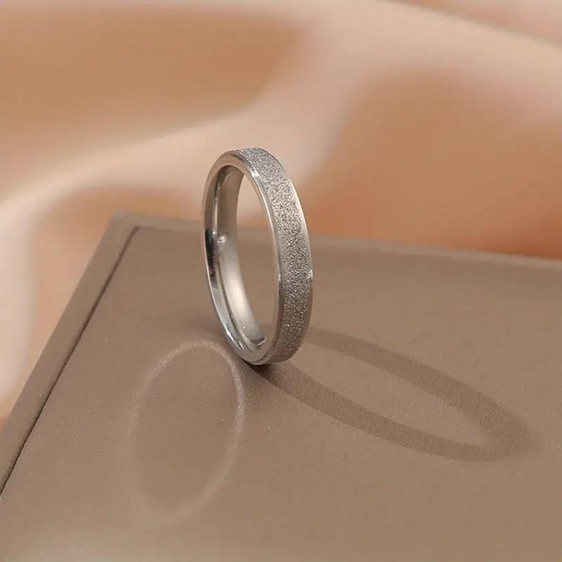 2mm4mm6mm Stainless Steel Matte Rose Gold Ring Step Plain Ring European and American Titanium Steel Ring Ring