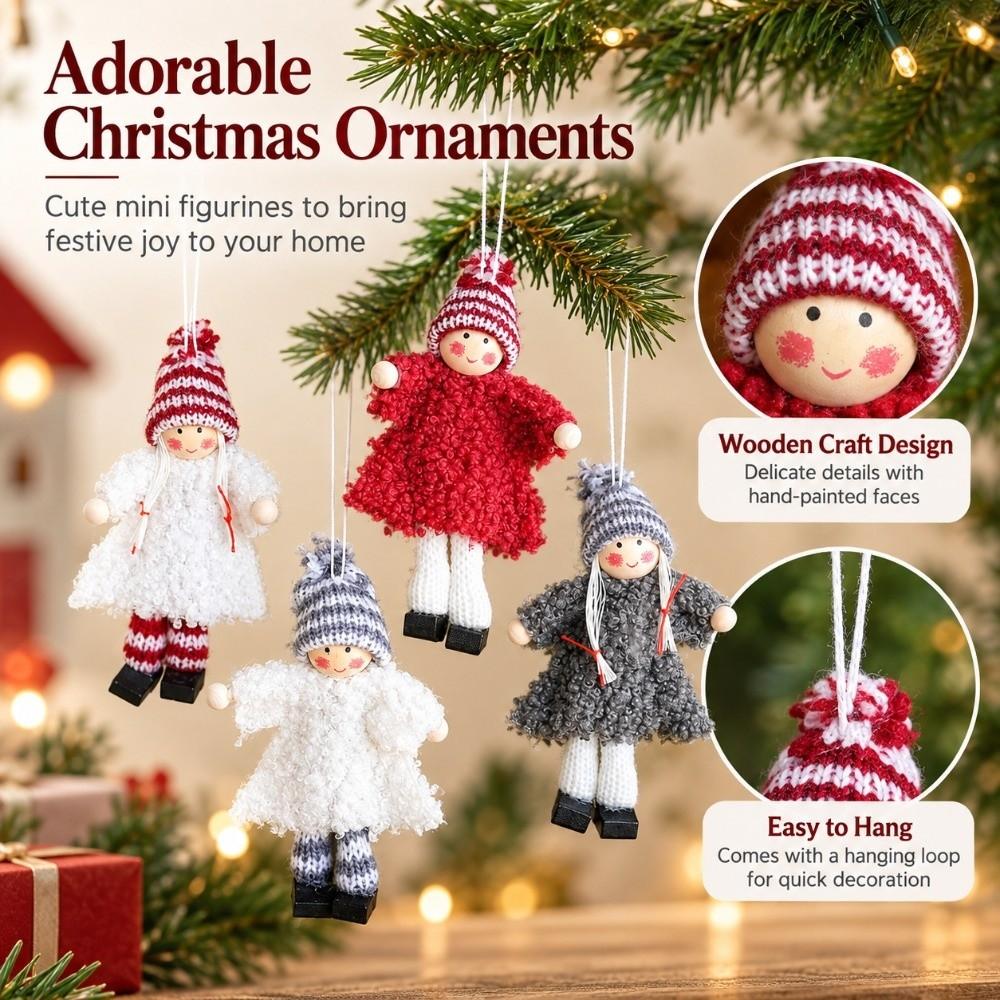 Small Doll Christmas Decor Skiing Doll Christmas Figurine Exquisite Tree Hanging Decor Gift