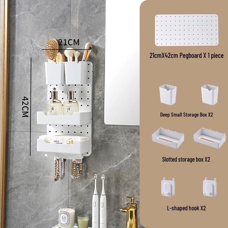 Wall-Mounted No-Drill Pegboard Storage Shelf for Kitchen and Dorm Room