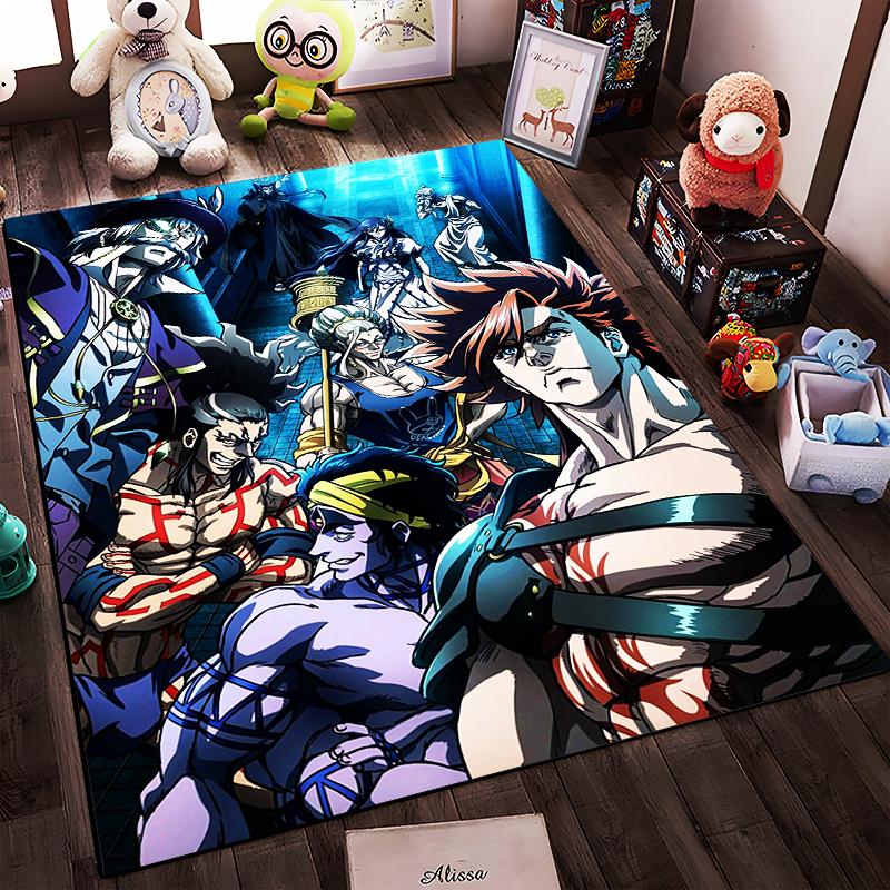 "Anime Style Carpet with Heroic Characters and Vibrant Blue Design" Suitable for use as an anti-slip for living room bedroom sofas