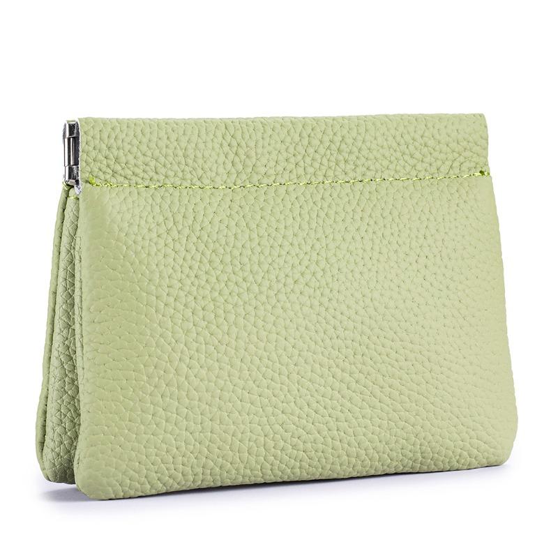 

Japanese-style new mini leather lychee pattern shrapnel change bag automatic closure storage bag coin small wallet portable світло-зелений колір