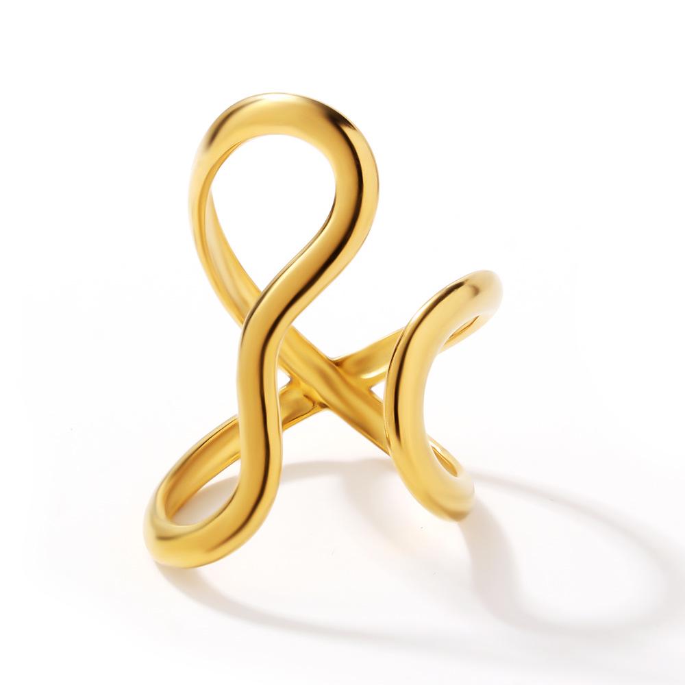 18 Karat Gold Titanstahl Unregelmäßiger Offener Ring mit Einzigartigem Design