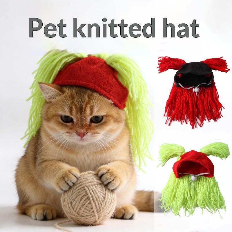Fun Pet Dog Cat Leaky Ear Yarn Cap Rock Roll Funny Pet Decoration Headgear Pet Supplies Party Costume Apparel Accessories