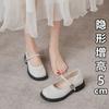 Small Inner Height Increase 3233 Small Size 2025 New One-word Buckle French Mary Jane Small Leather Shoes Women's Silver Single Shoes