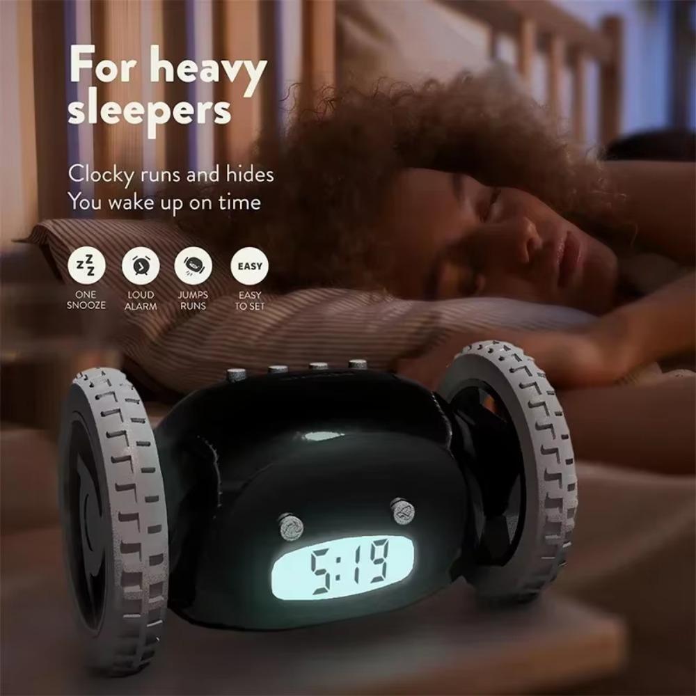 Magical Running Wheel Clock Silent Lazy Alarm Clock 4 Colors Moving Whee Alarm Clock  Snooze