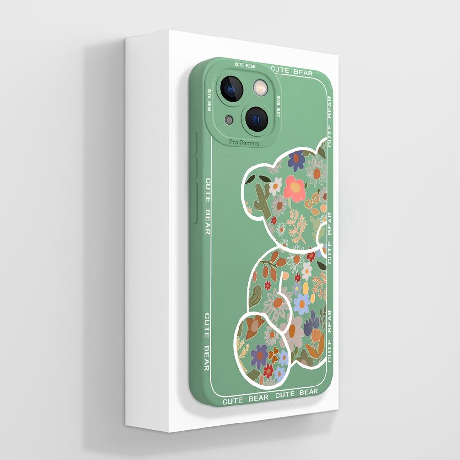 Smartphone Case For iPhone 13 14 15 16e Pro Max Mini Plus Lazy Kitten Pretty Flowers Pattern Liquid Silicone Shockproof Advanced Shell For iPhone Capa