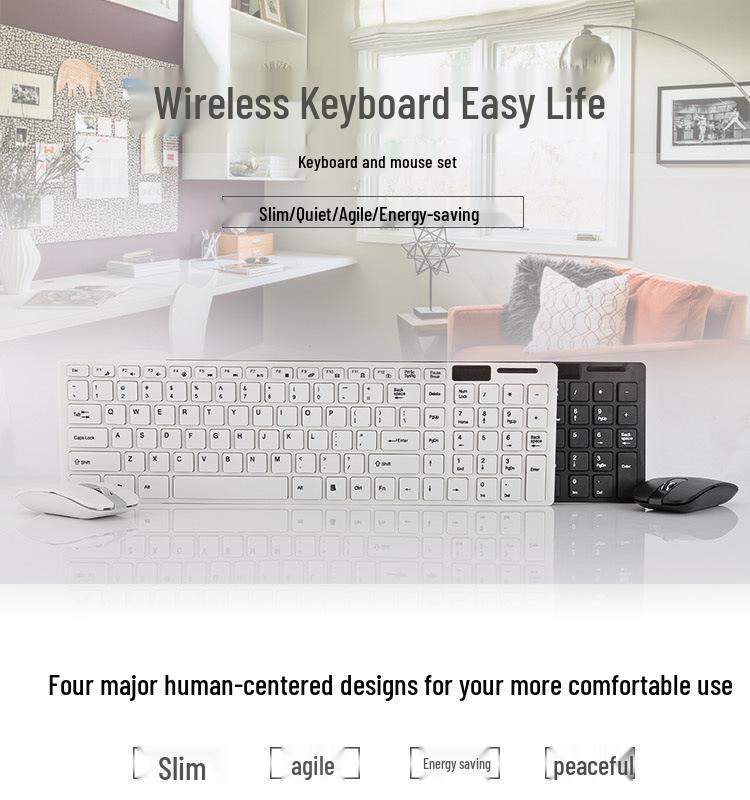 Wireless Silent Keyboard & Mouse Combo for Desktop & Laptop