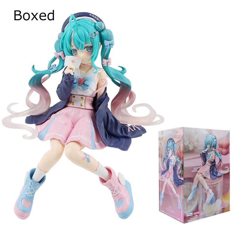 Cute Pink Sitting Pose Hatsune Miku Pvc Figure For Teens