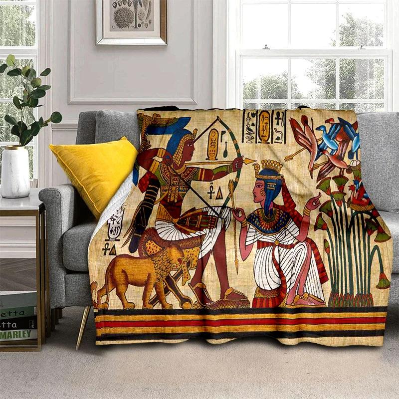 Pharaoh Egyptian Mythology Hieroglyphics Blanket,Soft Throw Blanket for Home Bedroom Bed Sofa Picnic Travel Office Cover Blanket