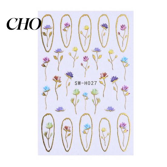 Self-adhesive Nail Decals Floral Art Stickers Spring Summer Flower Pattern Women Adhesive Manicure Decoration Home Salon DIY Supplies Peel Stick