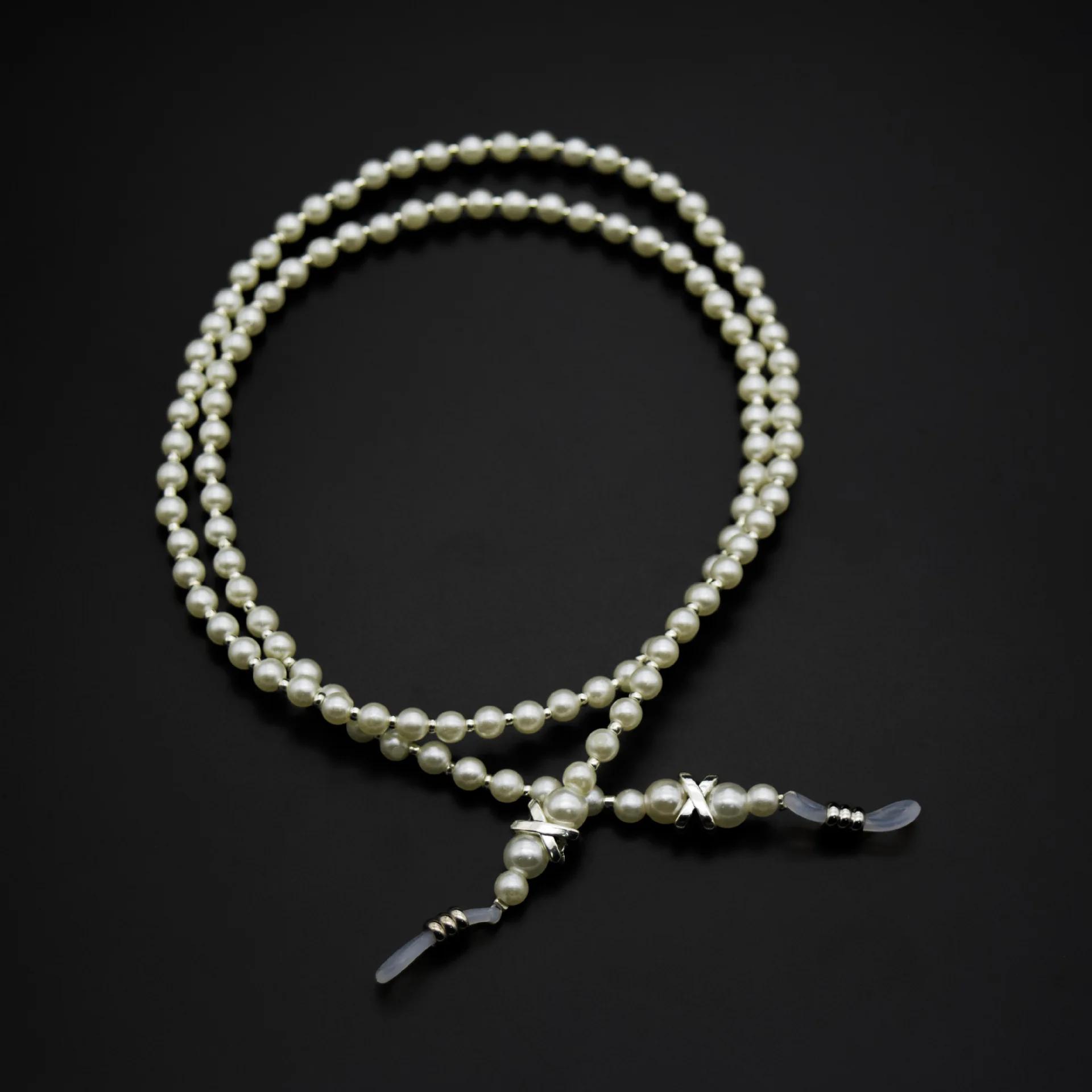 

Imitation pearls fashion glasses chain Wearing Neck Holding sunglasses cord Drawstring Cord Reading Glasses Holder Accessories белый