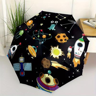 Space Exploration, Cosmic Adventure Themed, Eight Ribbed, Self Folding Umbrella Is Suitable for Everyday Outdoor Use and Is An Ideal Gift Fo