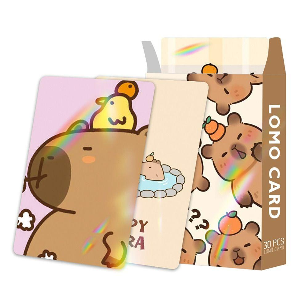 Double-sided Lomo Cards Cartoon Capybara Collection Cards Lovely Capybara Photocards  Gift
