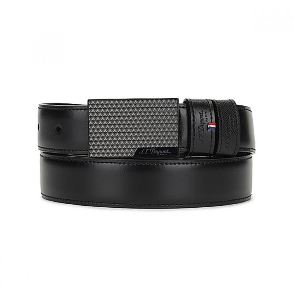 S.t. Dupont 26 Firehead Box Buckle Belt Black Smooth Black Saffiano Cj8402001kr Black smooth/black saffiano double sided