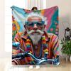 Colored Flower Motorcycle Flannel Printed Blanket Suitable For All Seasons Suitable For Living Room Office Sofa And Travel