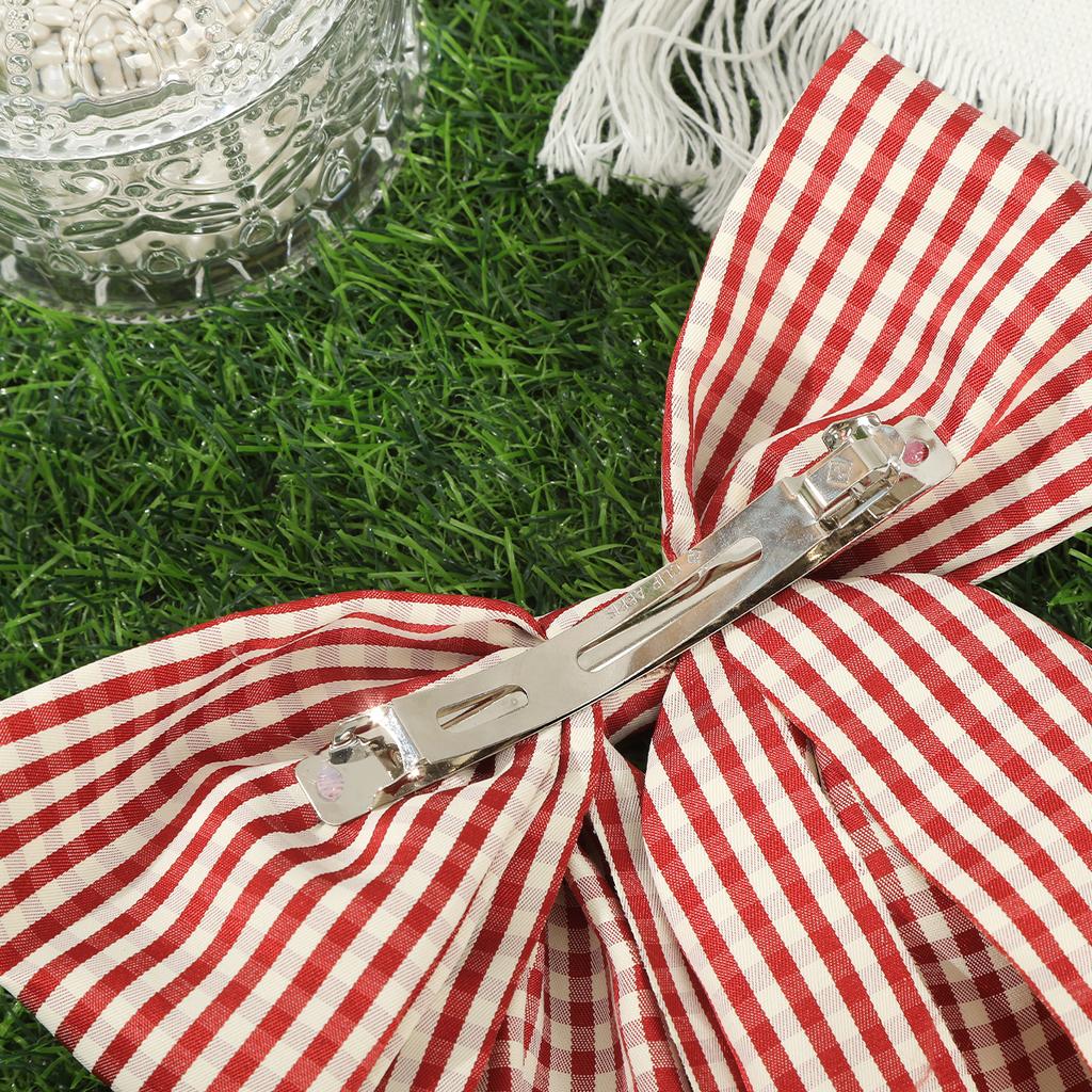 Large Bow Barrettes Women Summer Korean Hairpin Plaid Sweet Hair Clip Headwear Girls Ponytail Hair Clips Hair Accessories