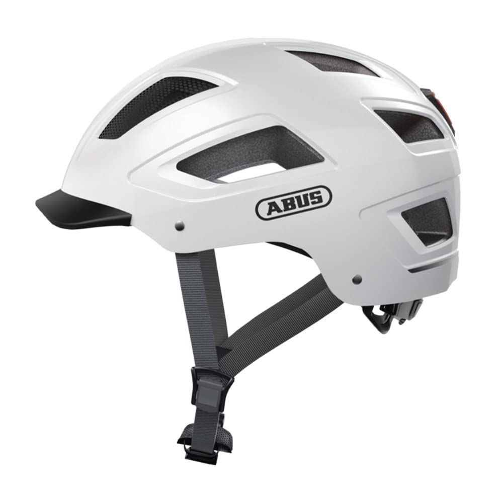 Japanese ABUS HYBAN Bicycle Urban Polar with Rear LED and Size L [Official Product] 2.0 Helmet, White, Visor, (56-61cm)