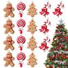 16Pcs Christmas Gingerbread Man Ornaments Gingerbread Lollipop Figurines Xmas Tree Hanging Doll Pendant New Year Decor Kids Gift
