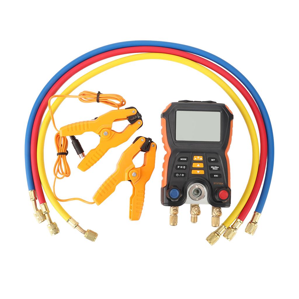 Digital Manifold Gauge High Accuracy 2 in 1 Pressure Temperature Tester Air Conditioner HVAC Digital Manifold Meter
