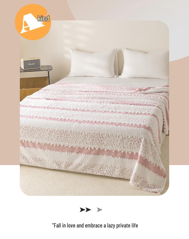 2025 Two-Tone Cationic Jacquard Blanket: Fresh, Stylish Stripes