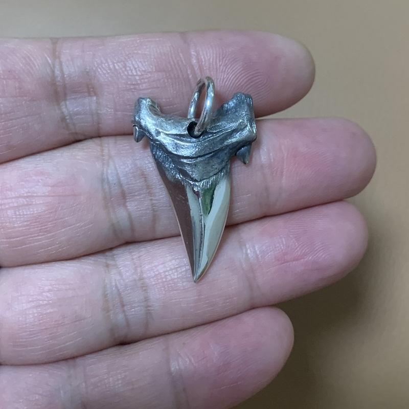 Colier cu dinte de rechin din argint real, pandantiv pentru bărbați, bijuterii cu lanț din argint S925, cadou