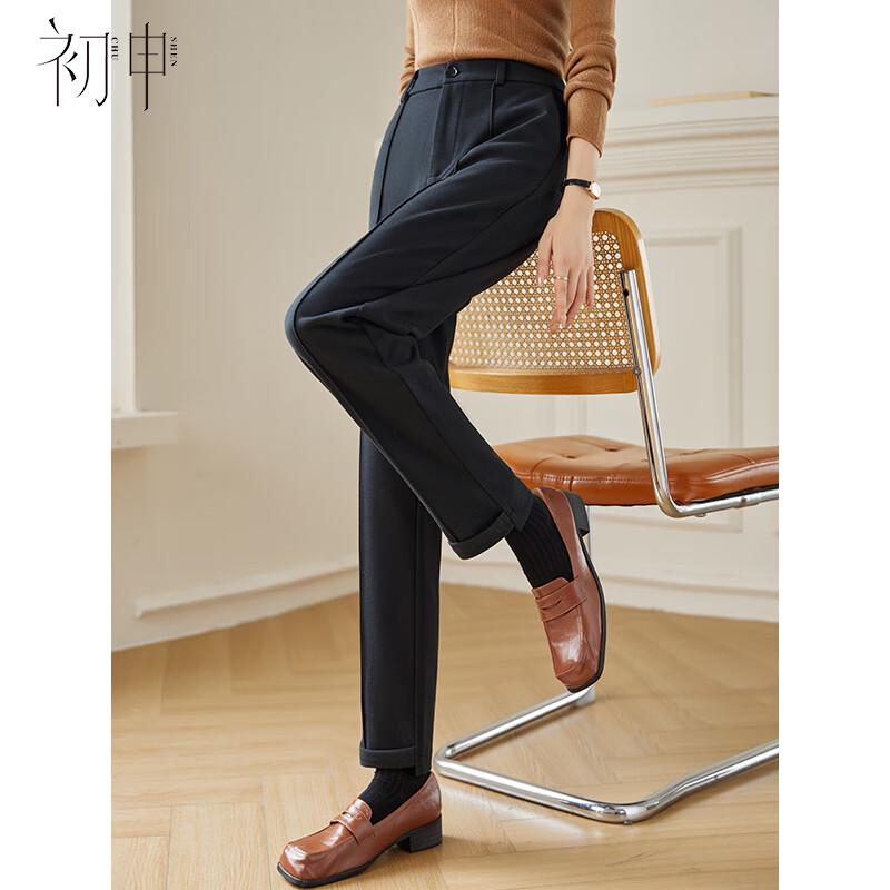 Women's High-Waisted Warm Tapered Suit Pants