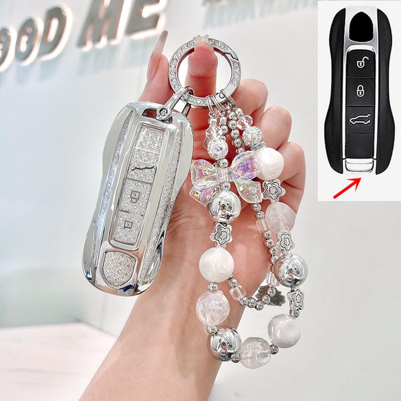 TPU Car Remote Key Cover Case Holder shell Chain Protector Fob For Porsche Taycan Panamera Macan Cayenne Hybird 718 911 Boxster