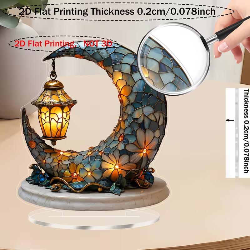 Eid Al Fitr Crescent Lantern Desktop Decoration Multi-Purpose Holiday Gift for Home Office Bedroom