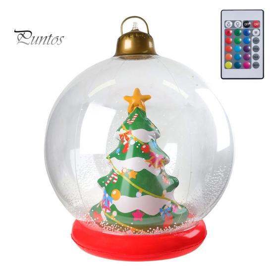 24" Inflatable Christmas Ball with LED Light Outdoor Blow Up PVC Ball Decorations with Santa/Reindeer/Snowman Figurine for Yard Pool Garden Decor