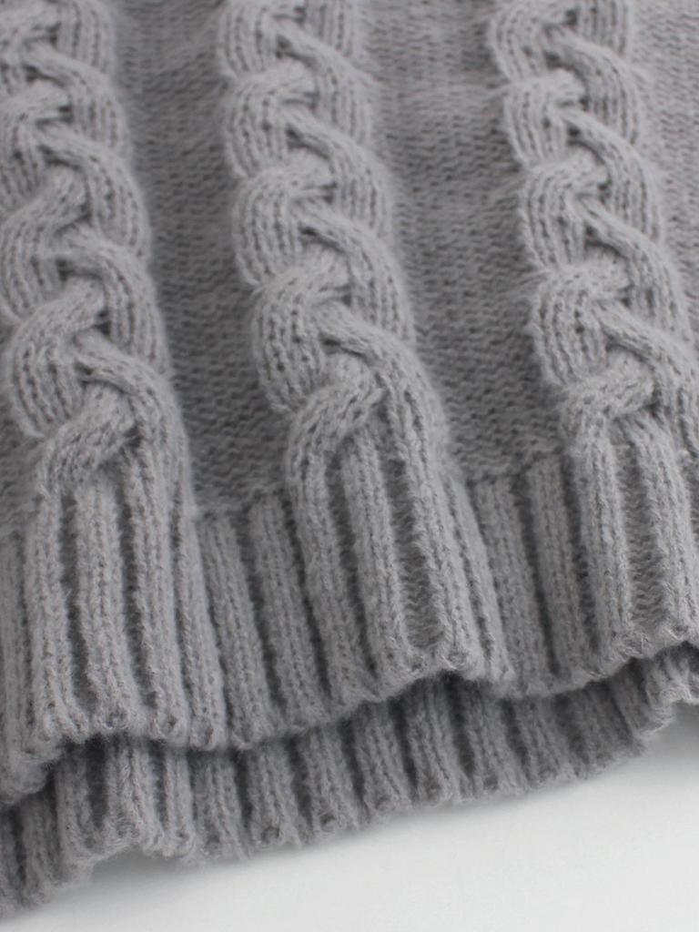 European and American High Neck Cable Knit Pullover for Spring and Autumn