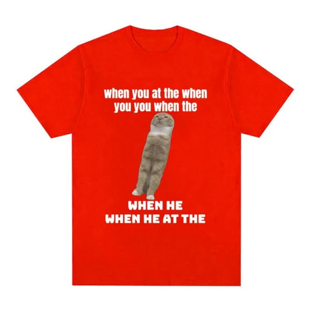 Fashionable Cotton Cat Joke T-Shirt Short Sleeve Crew Neck for Men And Women Streetwear Style Fun And Interesting Design