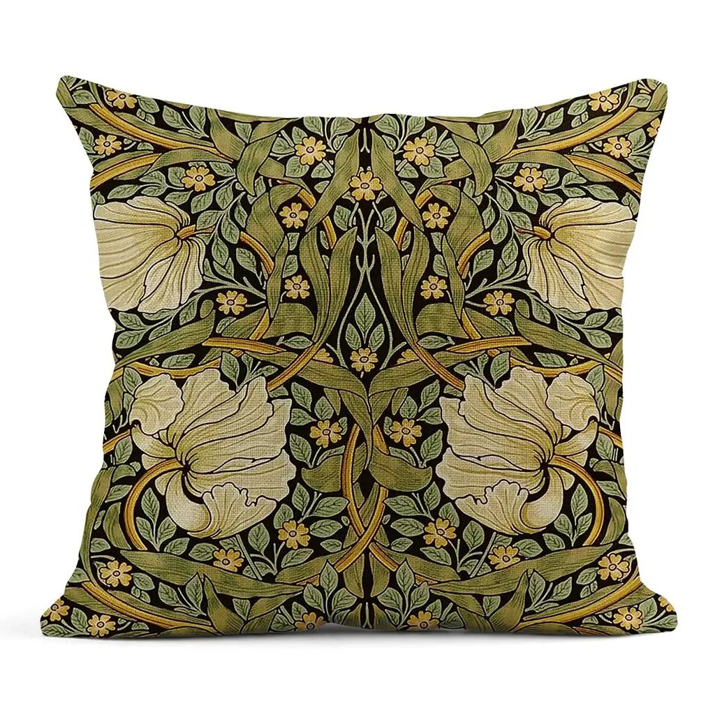 Retro Flower Linen Pillow Cover Living Room Sofa Decoration Cushion Cover 60*60 Office Car Cushion Cover 40*40 Home Decoration