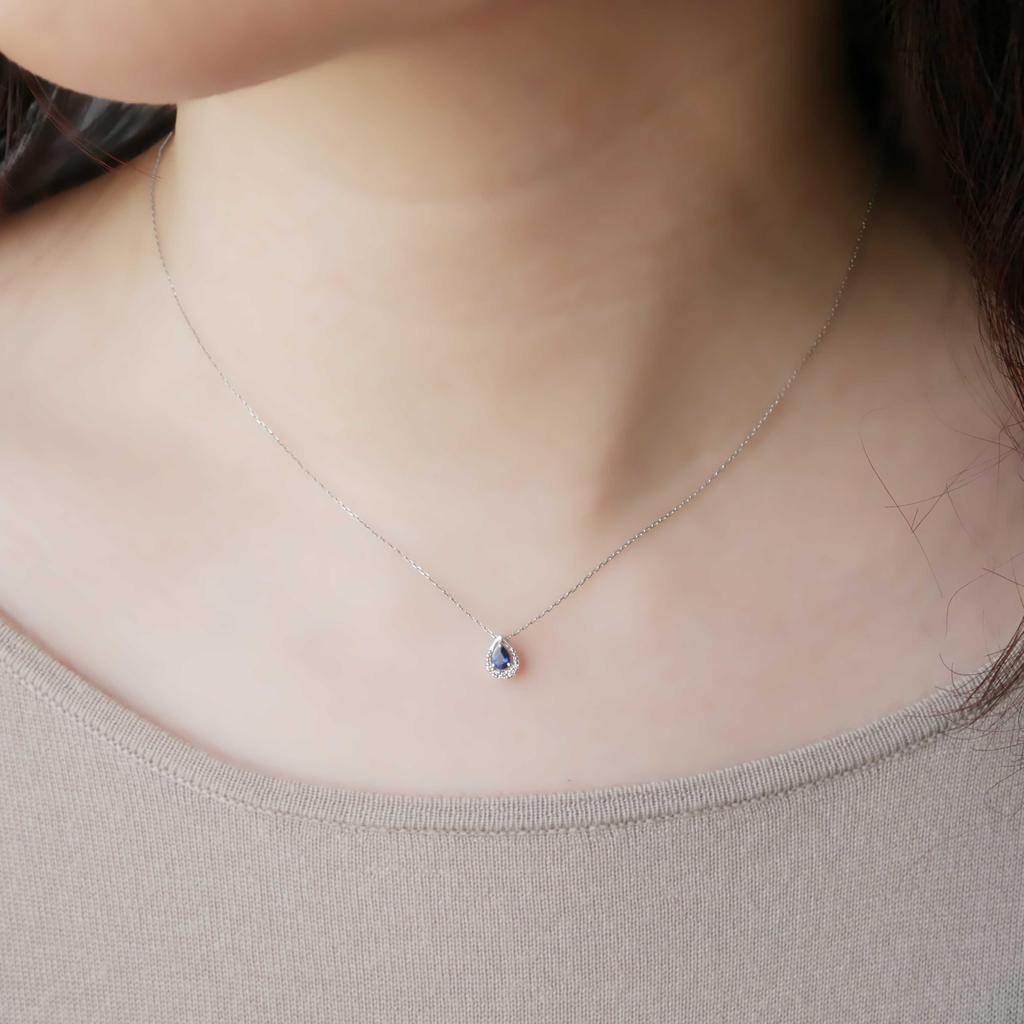 Platinum Sapphire Drop Necklace APVN204443SA [Vendome Aoyama] [Official]