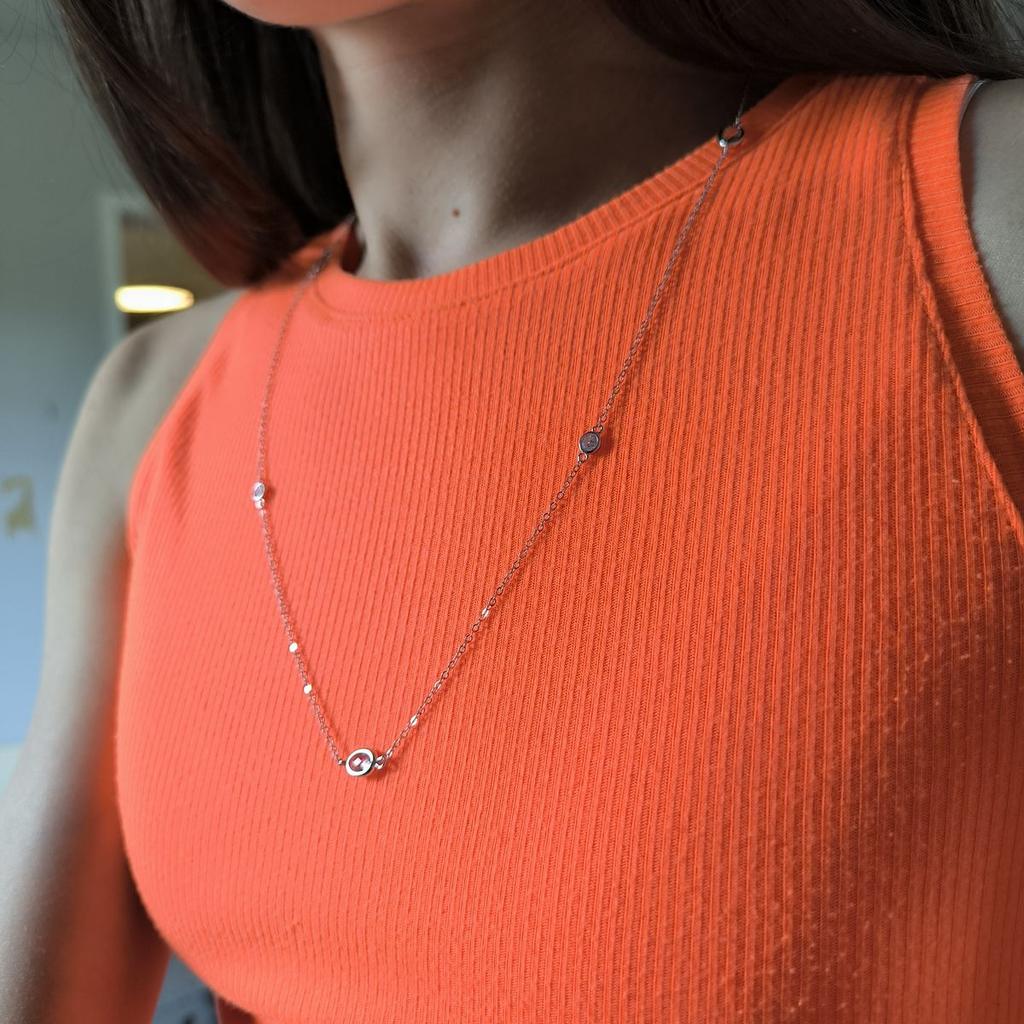 Silver Necklace with Cubic Zirconia, Item Weight 3.71 G (2184775)