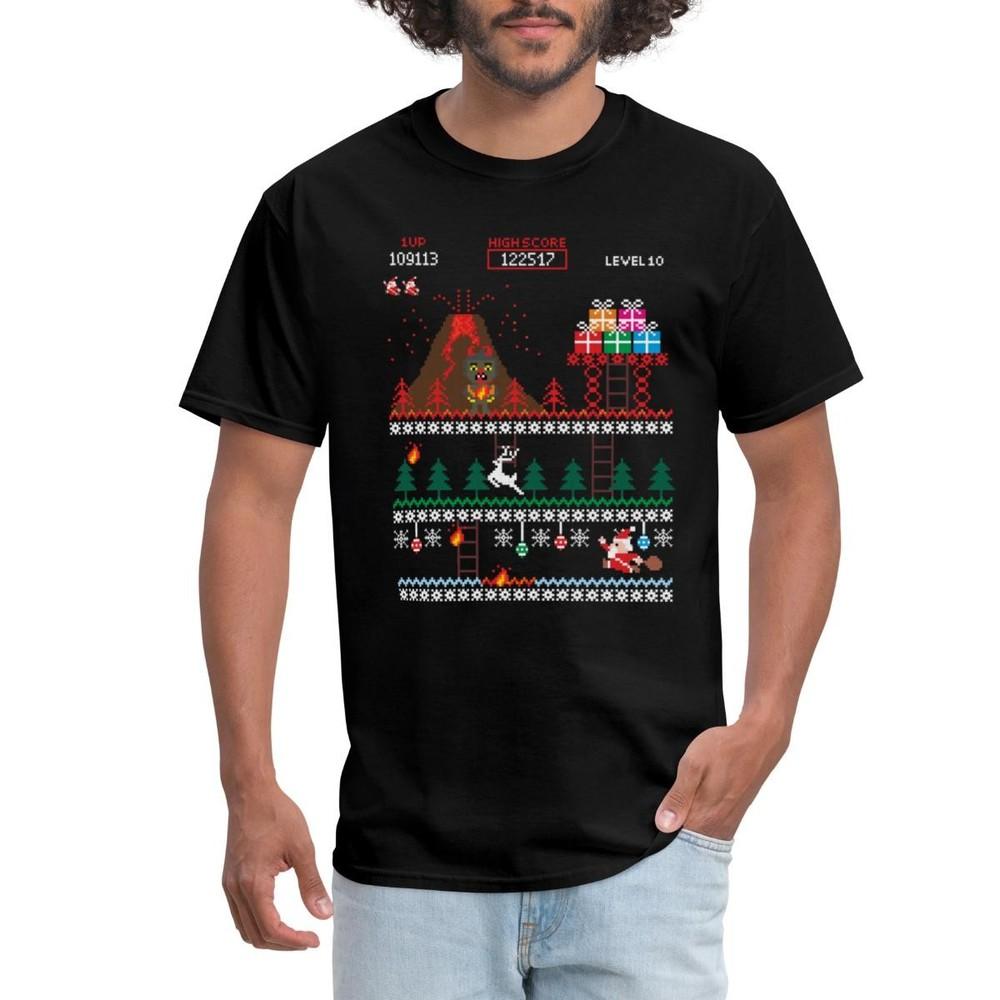 Krampus vs Santa 8-Bit Ugly Christmas Men s T-Shirt Unisex T-Shirt M