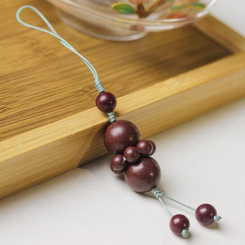 Ancient-Style Purple Qi Incense Bead Phone Charm & Pendant