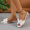Women’s Bow Square-Toe Flats, Spring Comfort Slip-On Shoes, Plus Size