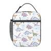 Cartoon Light Color Dinosaur Pattern Insulated Lunch Bag for Women Kids Leakproof Food Boxes Thermal Lunch Box Tote