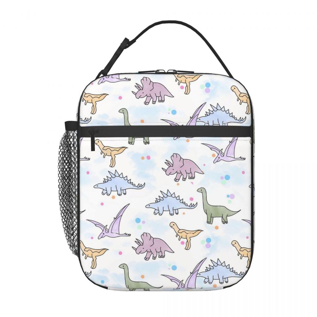 Cartoon Light Color Dinosaur Pattern Insulated Lunch Bag for Women Kids Leakproof Food Boxes Thermal Lunch Box Tote