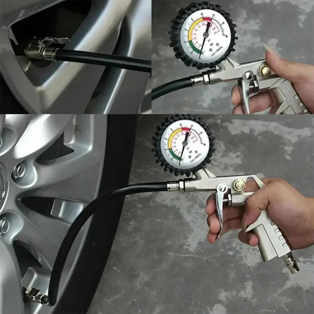 Tire Pressure Gauge For Car Motorcycle SUV Inflator Pumps Tire Repair Tools Pressure Gun Type For Air Compressor Durable