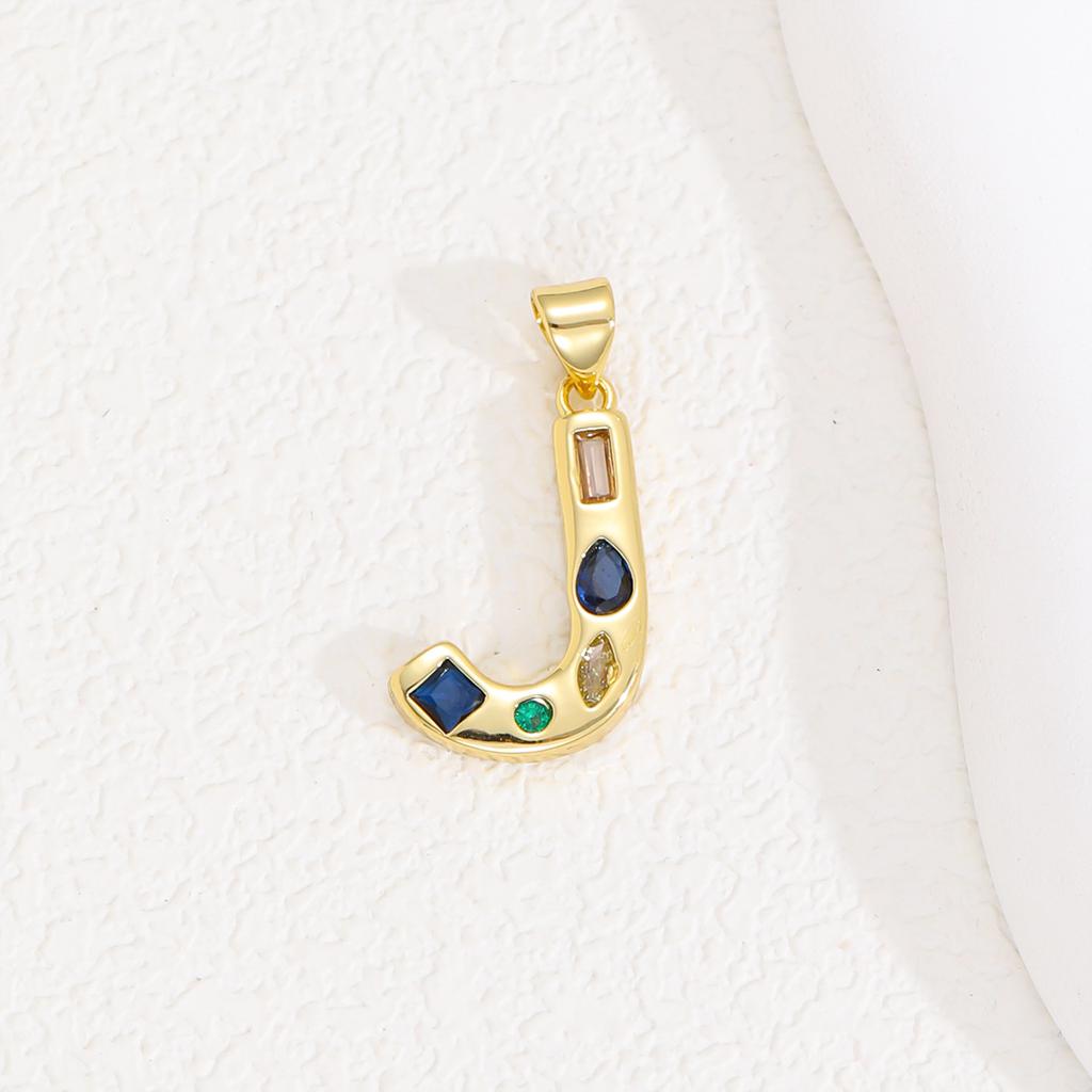 Multicolor Zircon A-Z Letters Pendant Necklace Crystal Water Drop 26 letters Pendant Necklace Gold Plated  Gift for Women