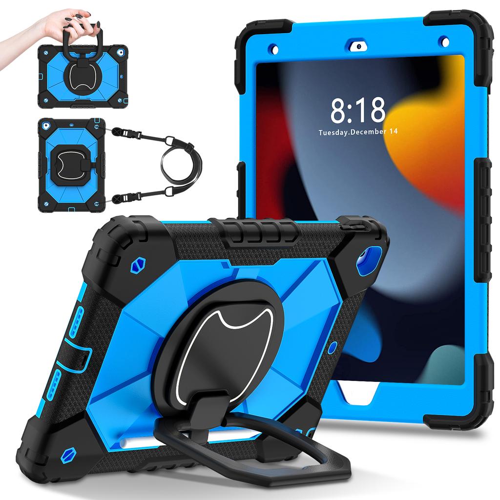 Rotating Heavy Duty Case for IPad 10.2 2019 2020 2021 7th 8th 9th Generation Armor Stand Cover with Handle Grip Shoulder Strap