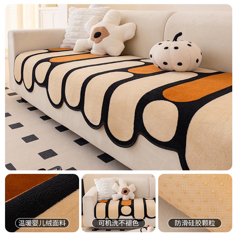 

Modern New Special-Shaped Sofa Cushion Autumn And Winter Advanced Plush Seat Cushion Irregular Straight Row Seat Cushion Cover Cloth 70*70cm