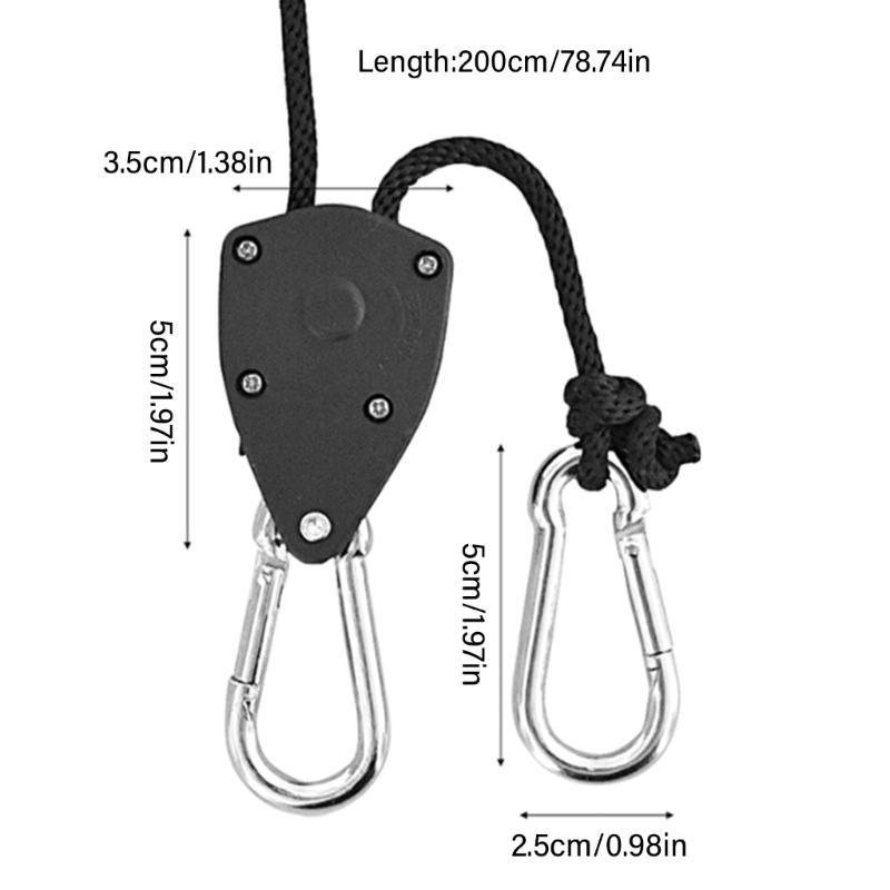 Adjusted Rope Hangings Tent Grow Plant Pulleys Rope Clip Ratchet Hanger Metal Pulleys Hook Camping Stop Buckle