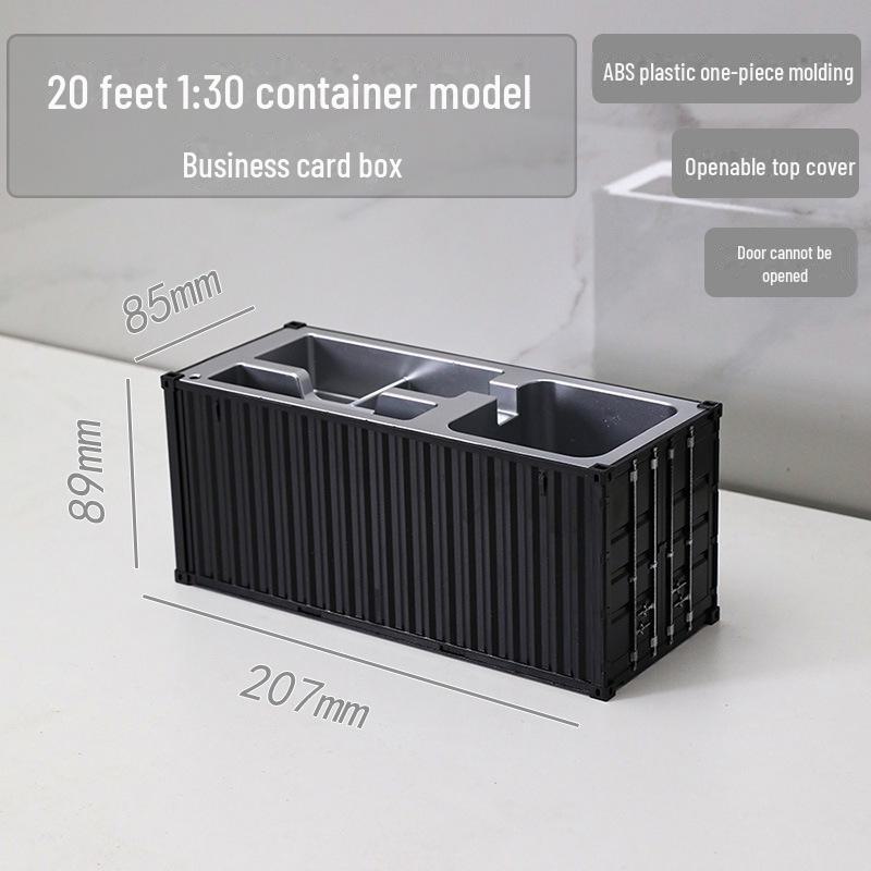 20ft Container Model Pen Holder & Business Card Box with Customizable Patterns/Text - Plastic Ornament
