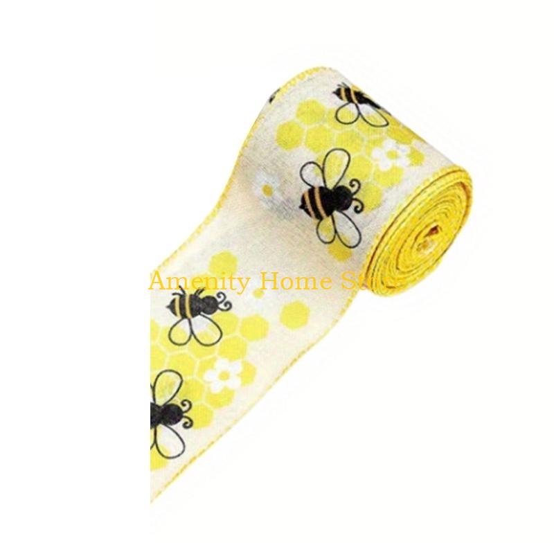 F26C Bumblebees Ribbon 1 Roll Handmade Bowknot Wreath Stair Decorations Supplies for Child Adult DIY Making Supplies