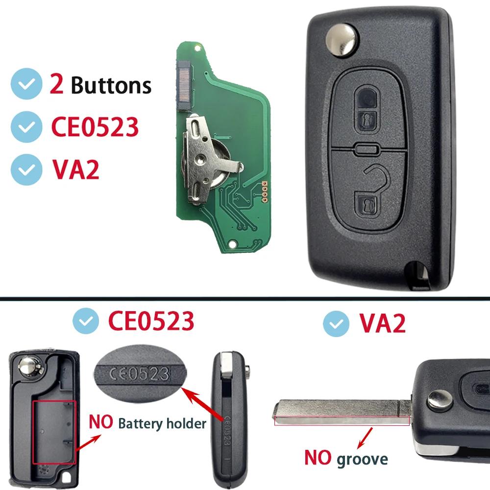 ASK FSK For Citroen C2 C3 C4 C5 C6 Xsara Berlingo For Peugeot 207 307 308 407 607 807 HU83 VA2 CE0536 CE0523 Flip-fjernkontroll bilnøkkel