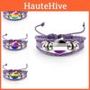 Colorful Distinctive And Rainbow Flag Time Gemstone Purple Leather Bracelet
